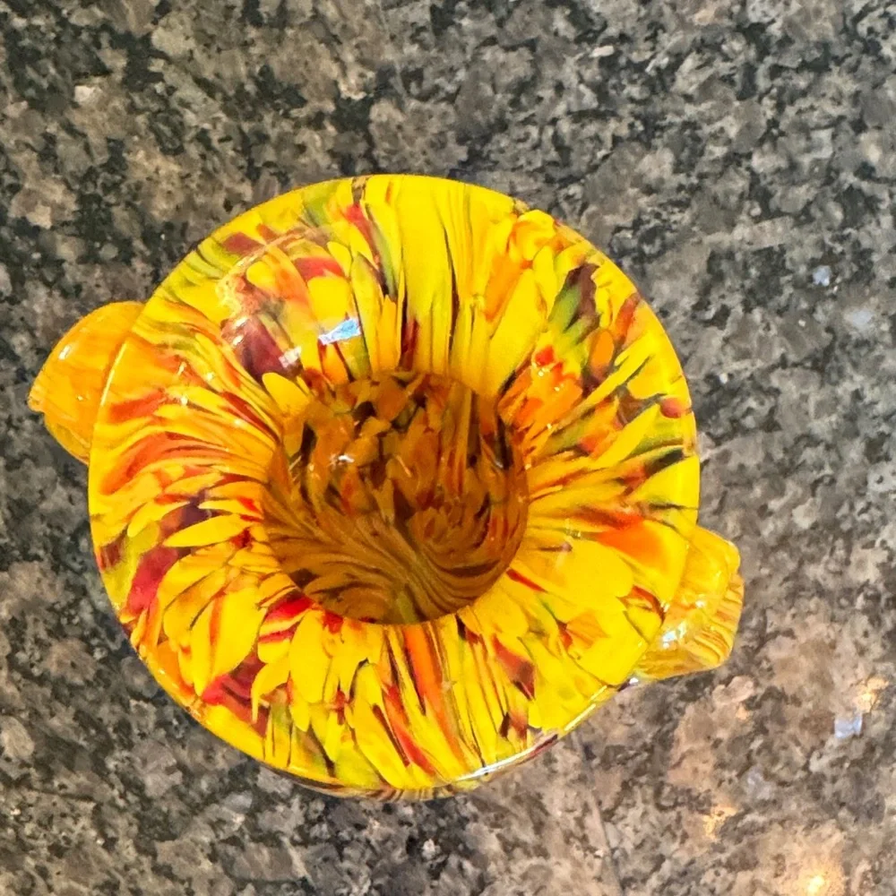 Murano Vibrant handblown Swirled Glass Vase EUC